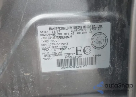 2017 Nissan Sentra S/Sl/Sr/Sv from USA, damaged, VIN 3N1AB7AP9HL681473